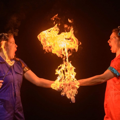 Two flame throwing women